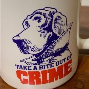 Scruff Mcgruff Dare Coffee cup Take bite crime